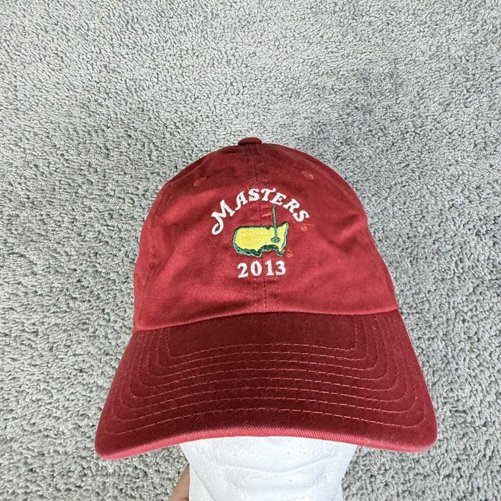 Masters Hat Cap Strap Back Mens One Size Red Embroidered Masters Logo 2013